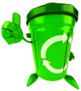 Recipiente de reciclaje verde para basura