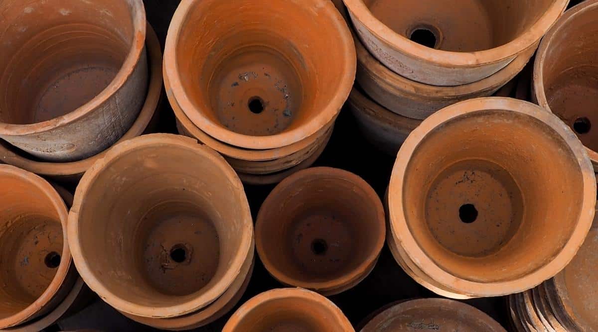 macetas de cerámica marrón